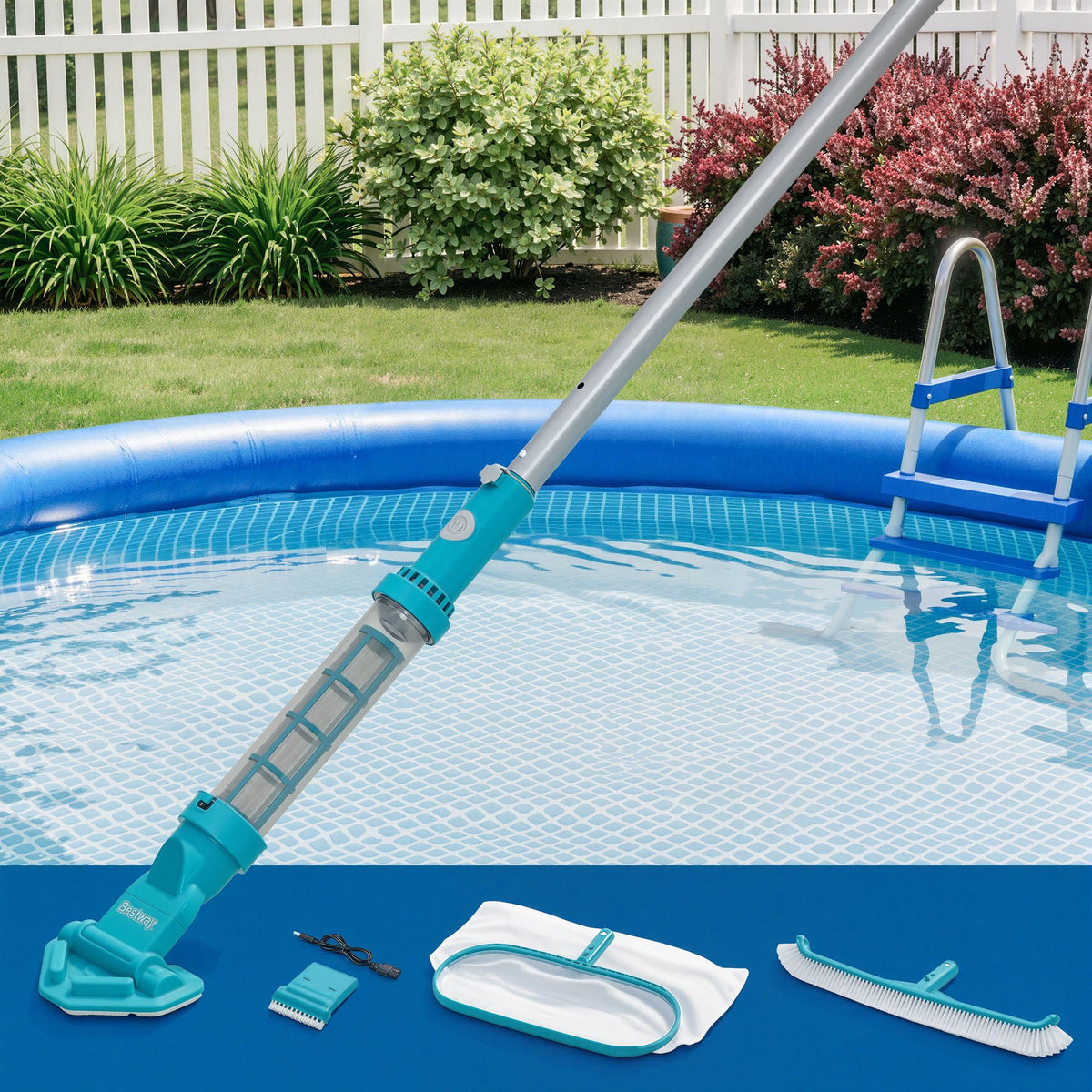 Aquasurge Rechargeable Pool Vacuum Cleaner Kit with 2m Pole