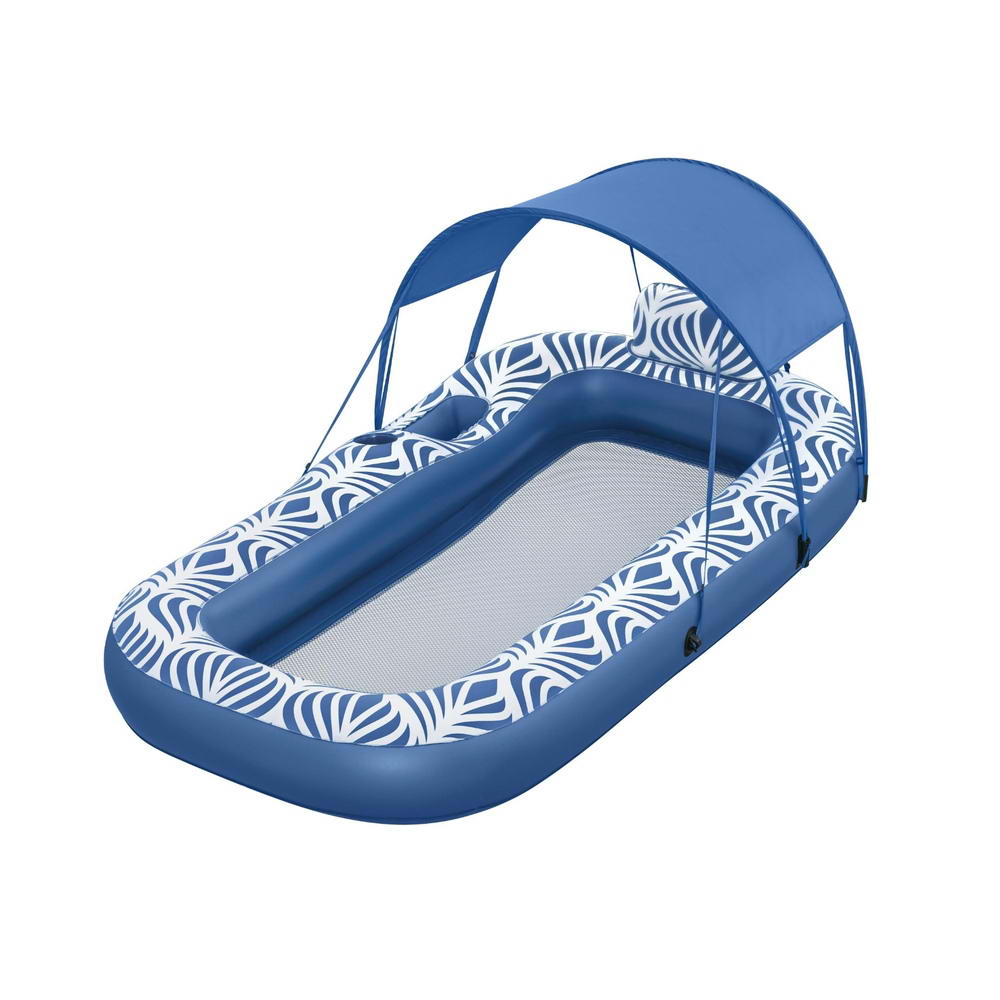 Sunny Lounge Inflatable Pool Float Lounger Sunshade Blue