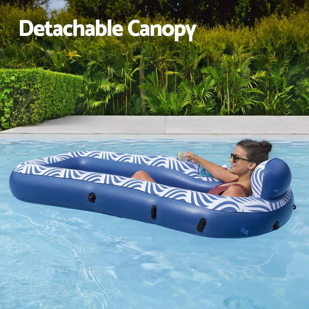 Sunny Lounge Inflatable Pool Float Lounger Sunshade Blue