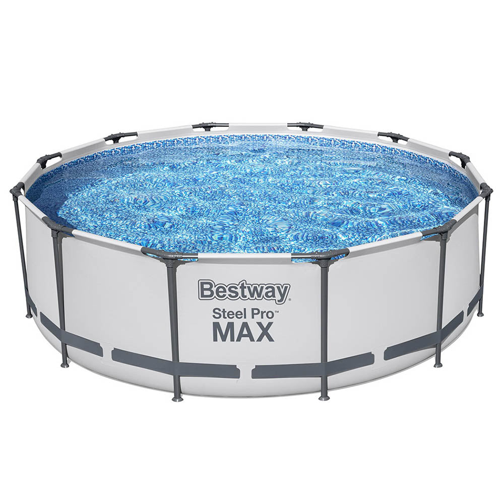 Bestway 366x100cm Round Steel Frame Above Ground Pool w/ Filter Pump White