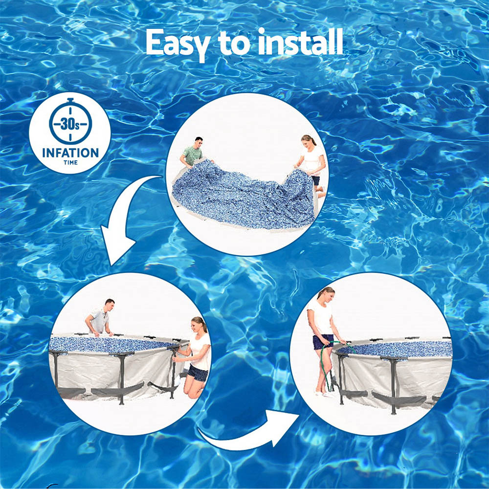 Bestway 366x100cm Round Steel Frame Above Ground Pool w/ Filter Pump White