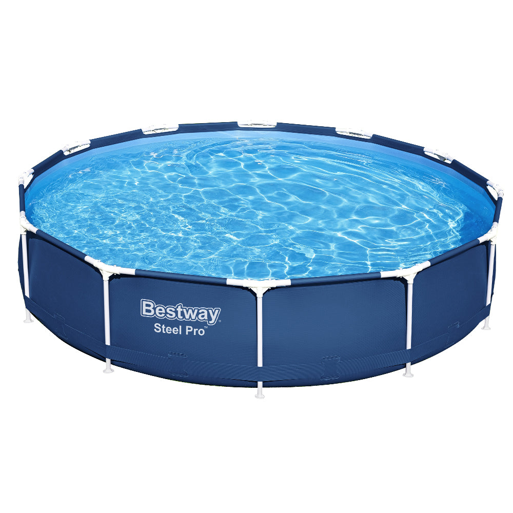 Bestway 366x76cm Round Steel Frame Pool with Filter Pump Blue
