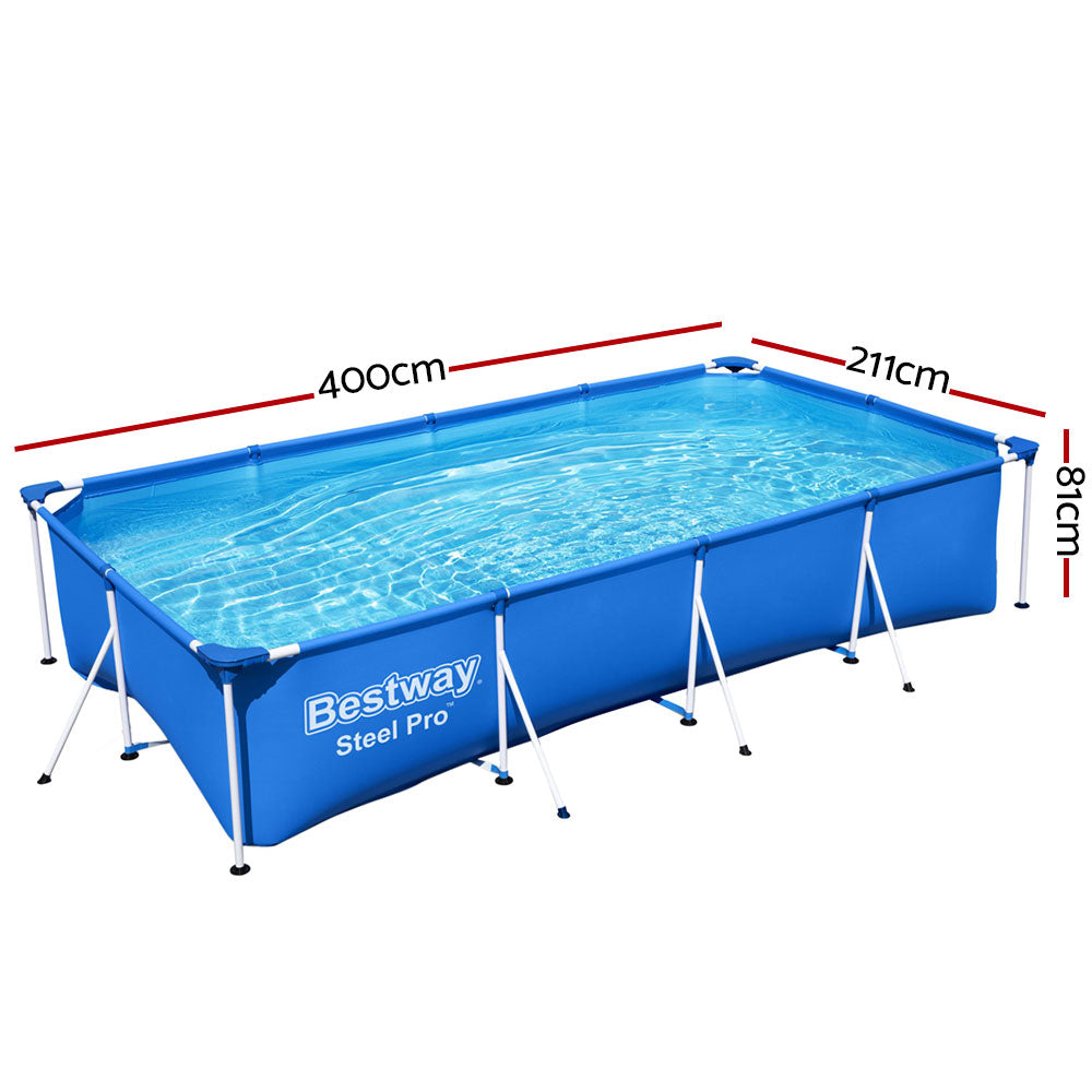 Bestway 400x211x81cm Steel Frame Above-Ground Pool 5700L Blue
