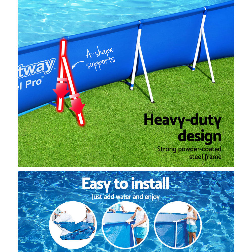 Bestway 400x211x81cm Steel Frame Above-Ground Pool 5700L Blue