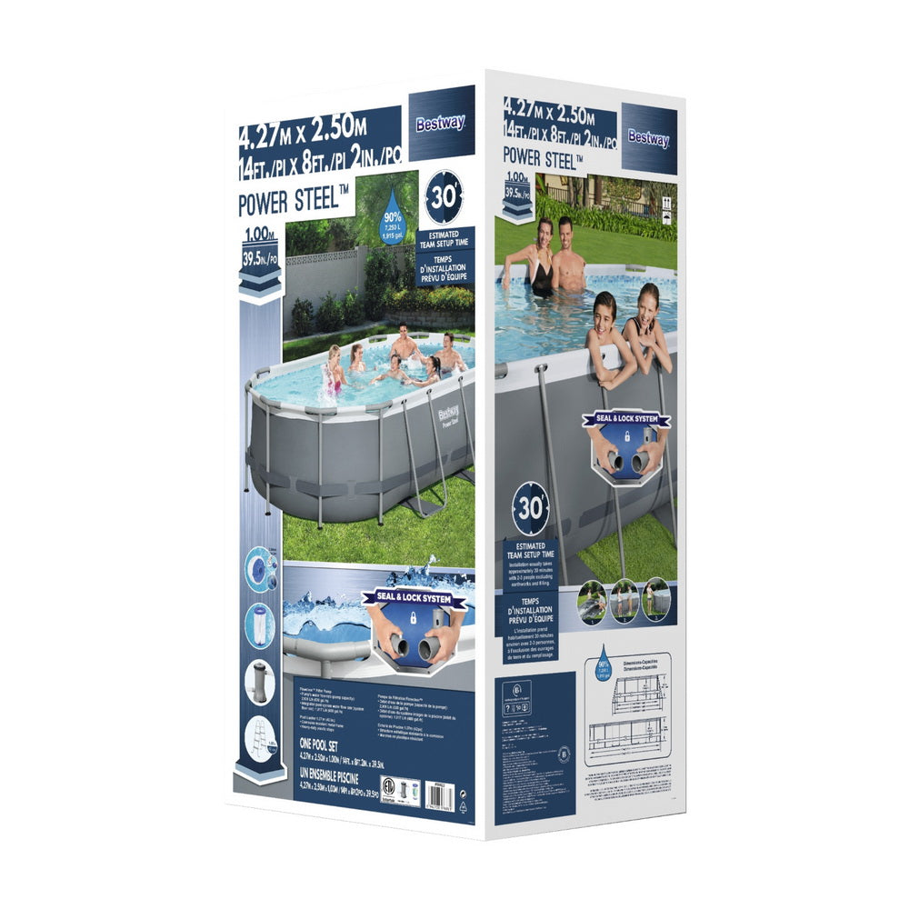 Power Steel 427x250x100cm Steel Frame Above Ground Pool Grey