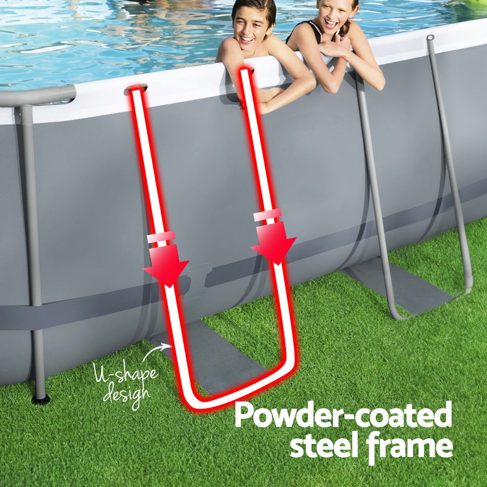Power Steel 427x250x100cm Steel Frame Above Ground Pool Grey