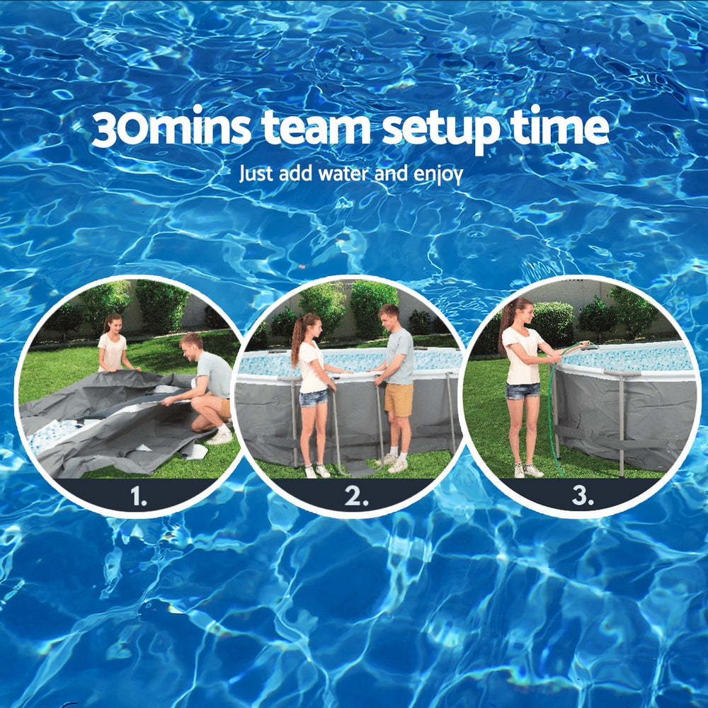 Power Steel 427x250x100cm Steel Frame Above Ground Pool Grey