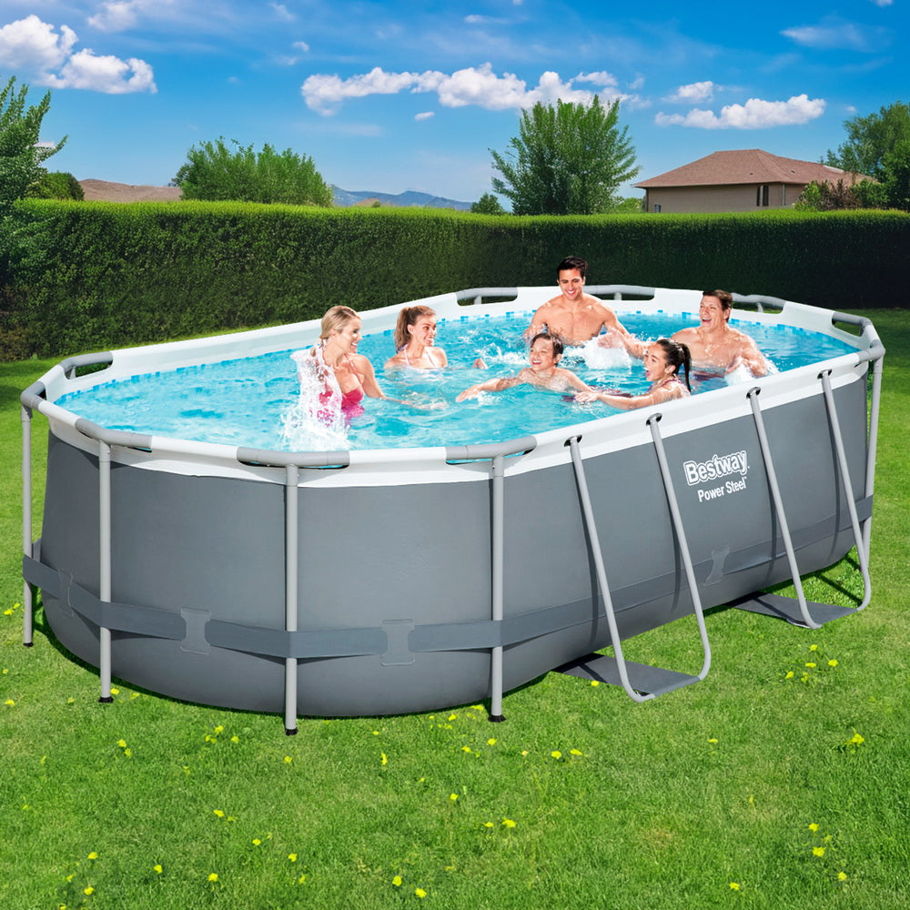 Power Steel 427x250x100cm Steel Frame Above Ground Pool Grey