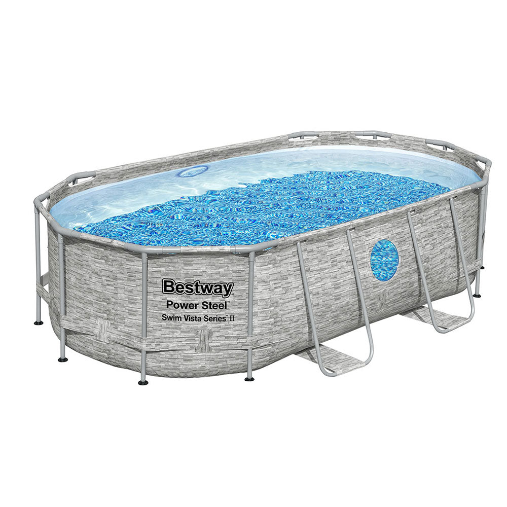 Bestway Power Steel 427x250x100cm Above Ground Pool with Filter Pump & Ladder Grey