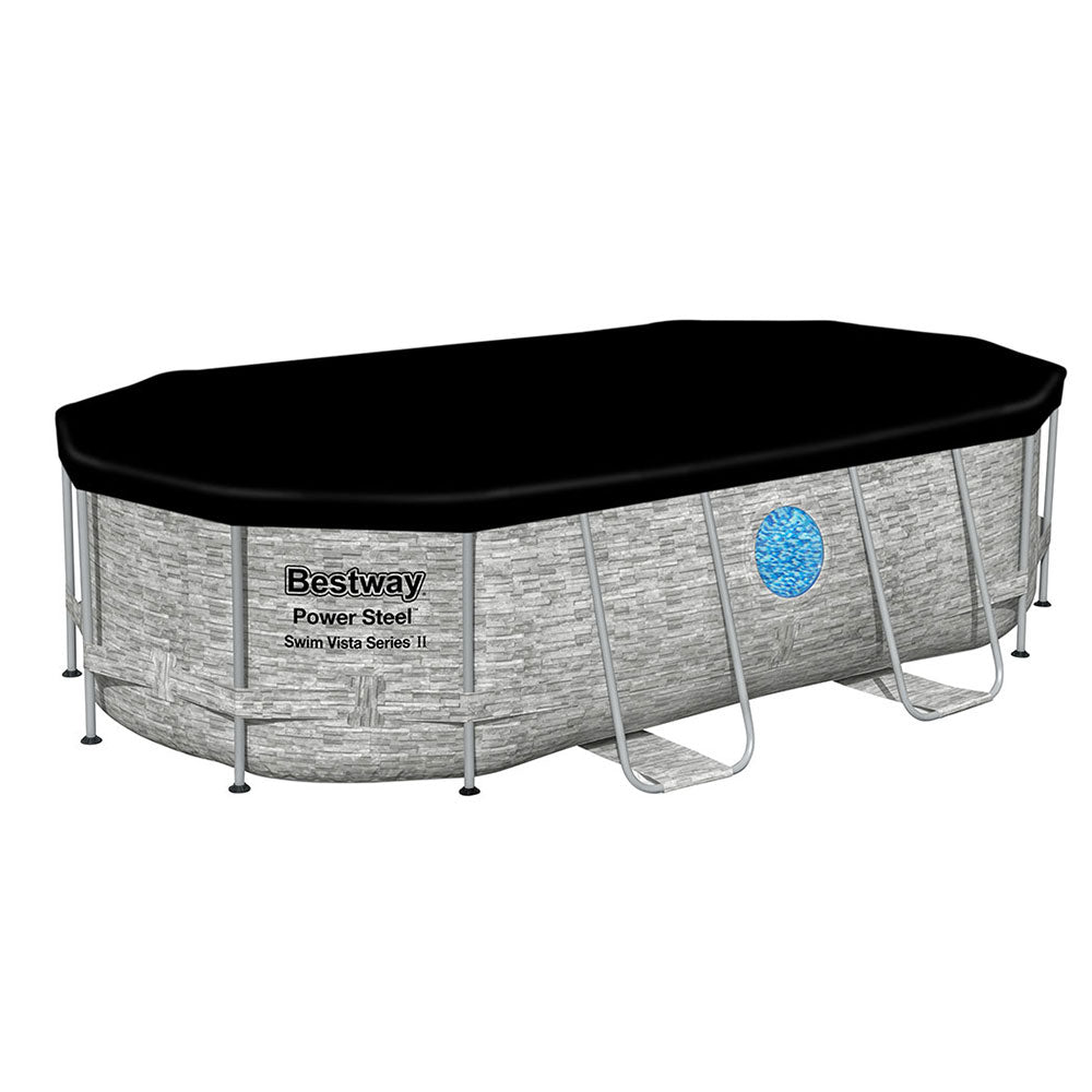 Bestway Power Steel 427x250x100cm Above Ground Pool with Filter Pump & Ladder Grey