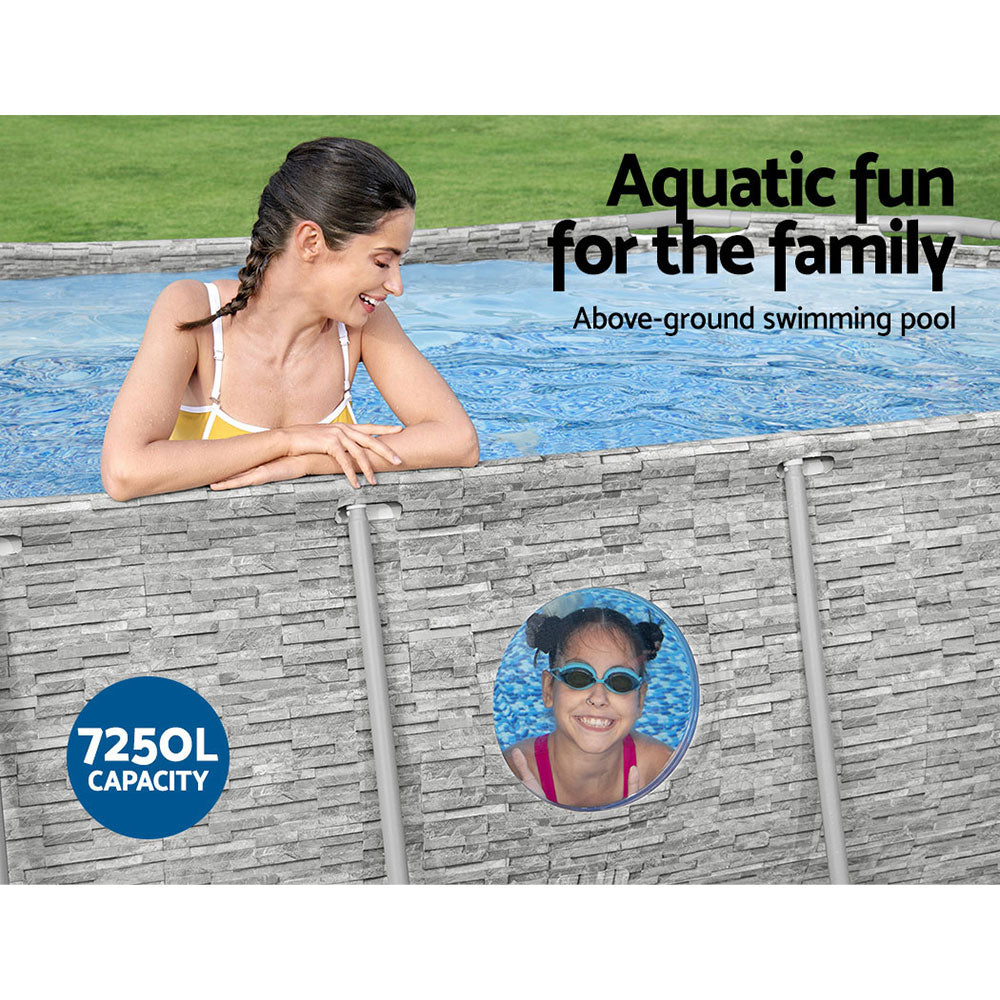 Bestway Power Steel 427x250x100cm Above Ground Pool with Filter Pump & Ladder Grey