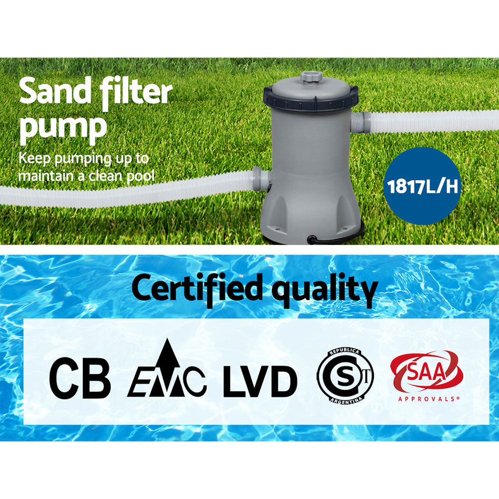 Bestway Power Steel 427x250x100cm Above Ground Pool with Filter Pump & Ladder Grey