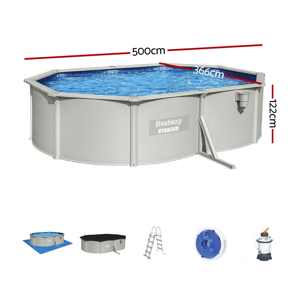 Hydrium 500x366x122cm Steel Frame Above Ground Pool Grey