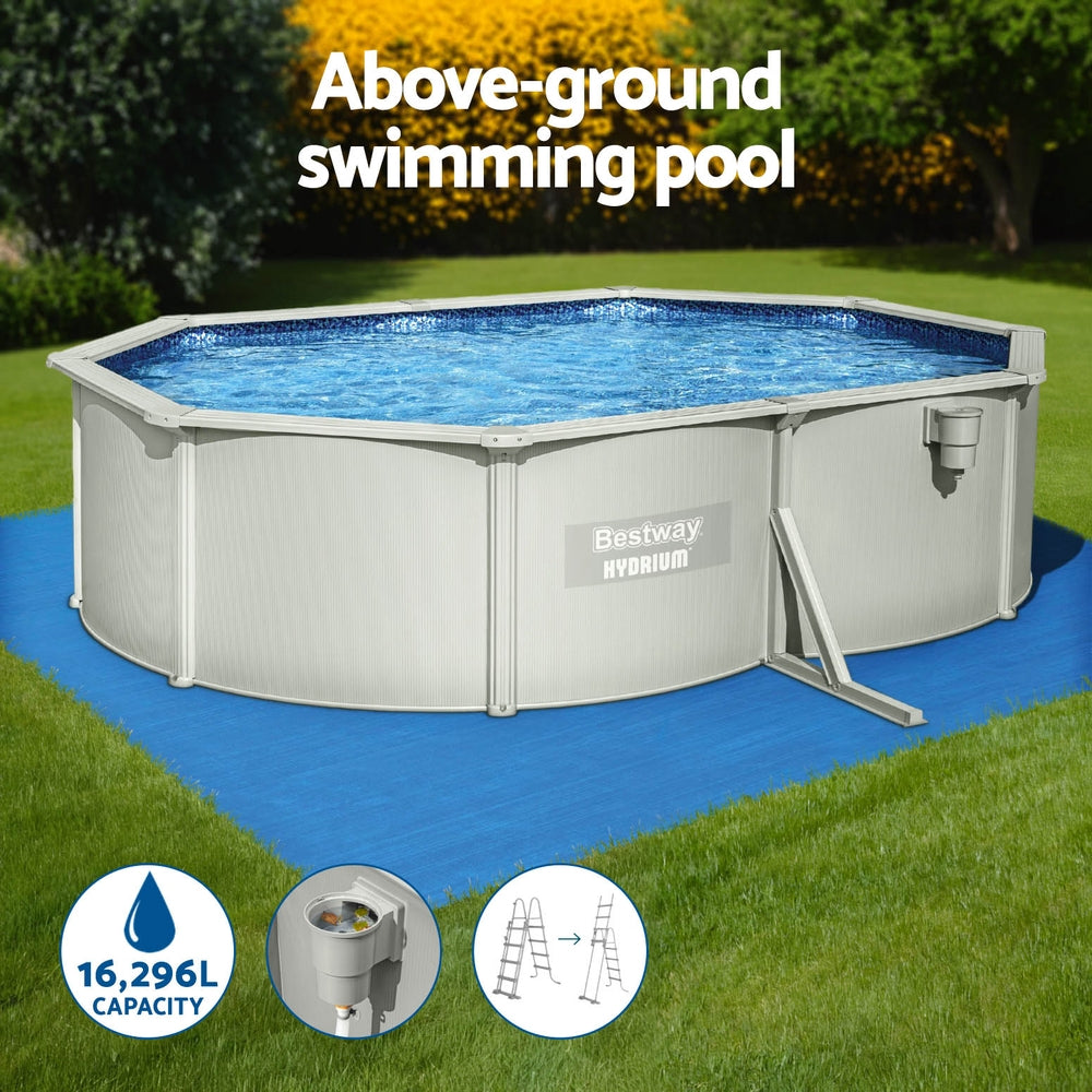 Hydrium 500x366x122cm Steel Frame Above Ground Pool Grey