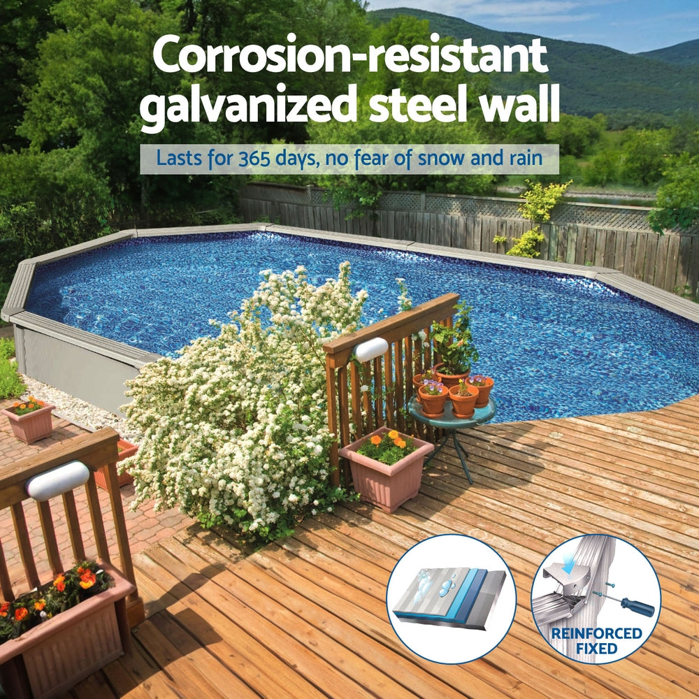 Hydrium 500x366x122cm Steel Frame Above Ground Pool Grey