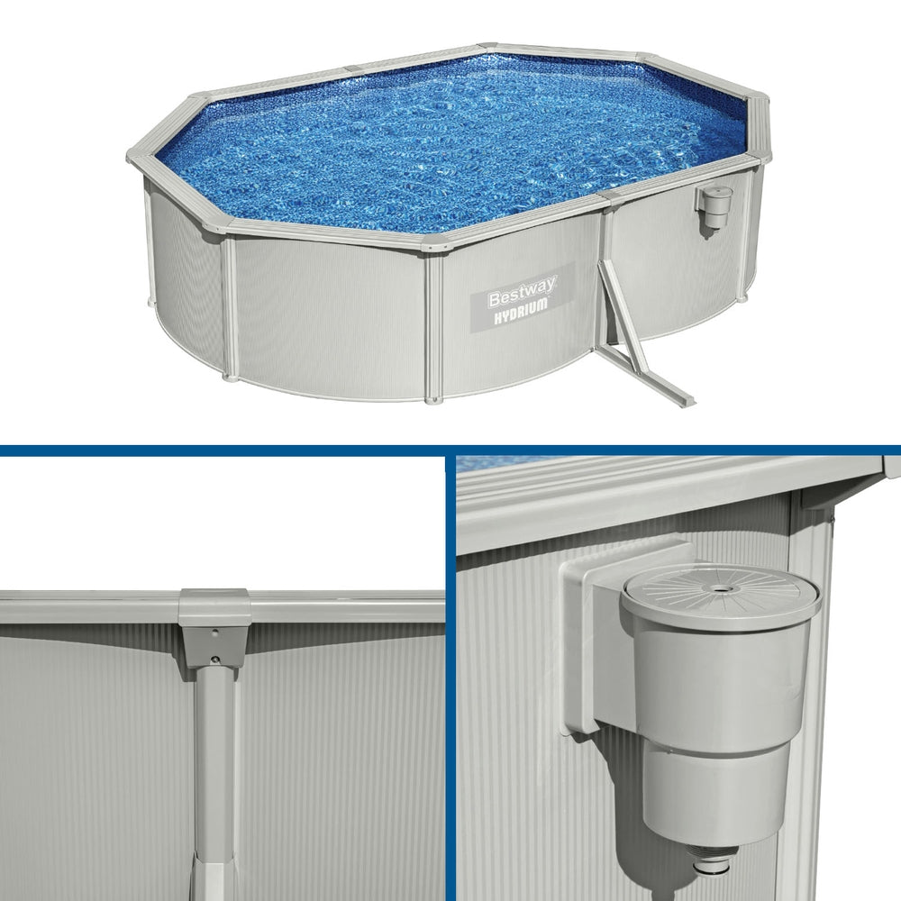 Hydrium 500x366x122cm Steel Frame Above Ground Pool Grey