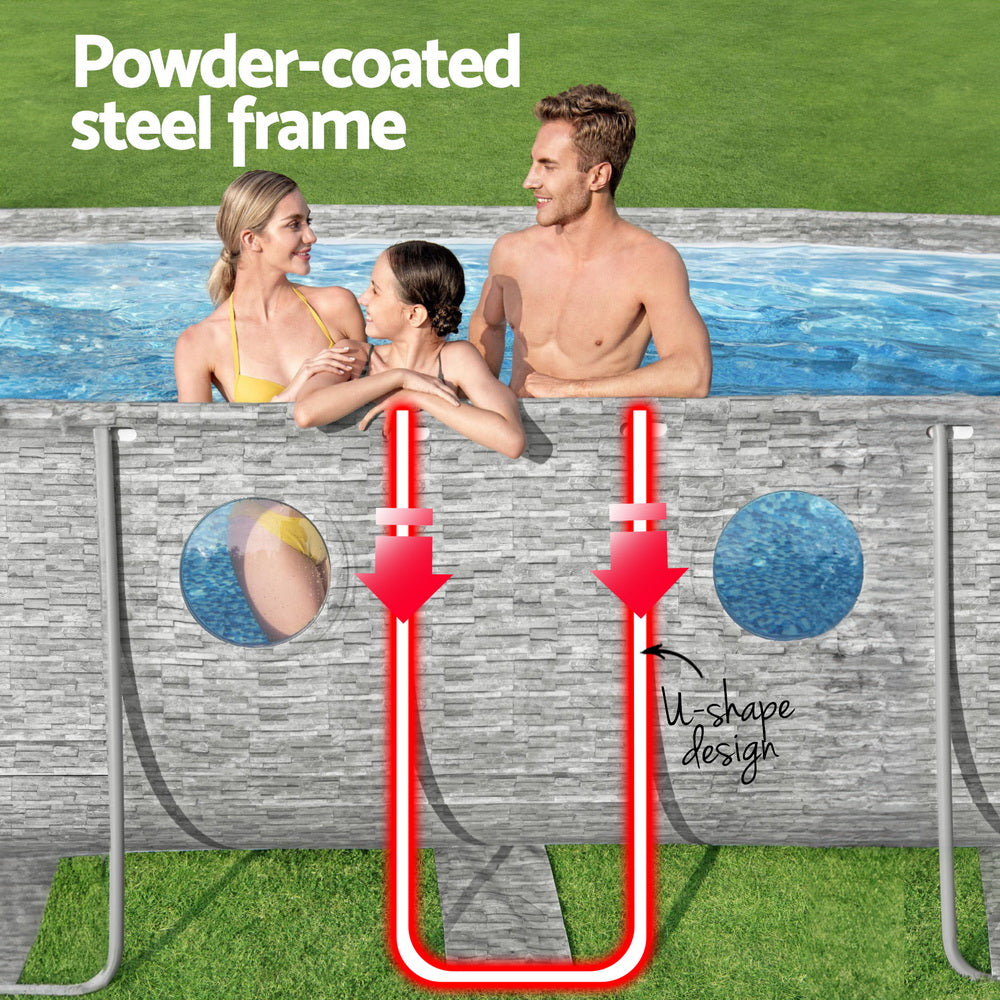 Power Steel 549x274x122cm Above Ground Pool Grey Filter Pump Ladder