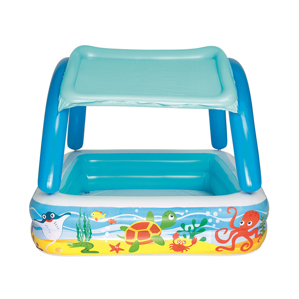 Bestway Kids Inflatable Pool 265L Canopy Play Marine Graphics