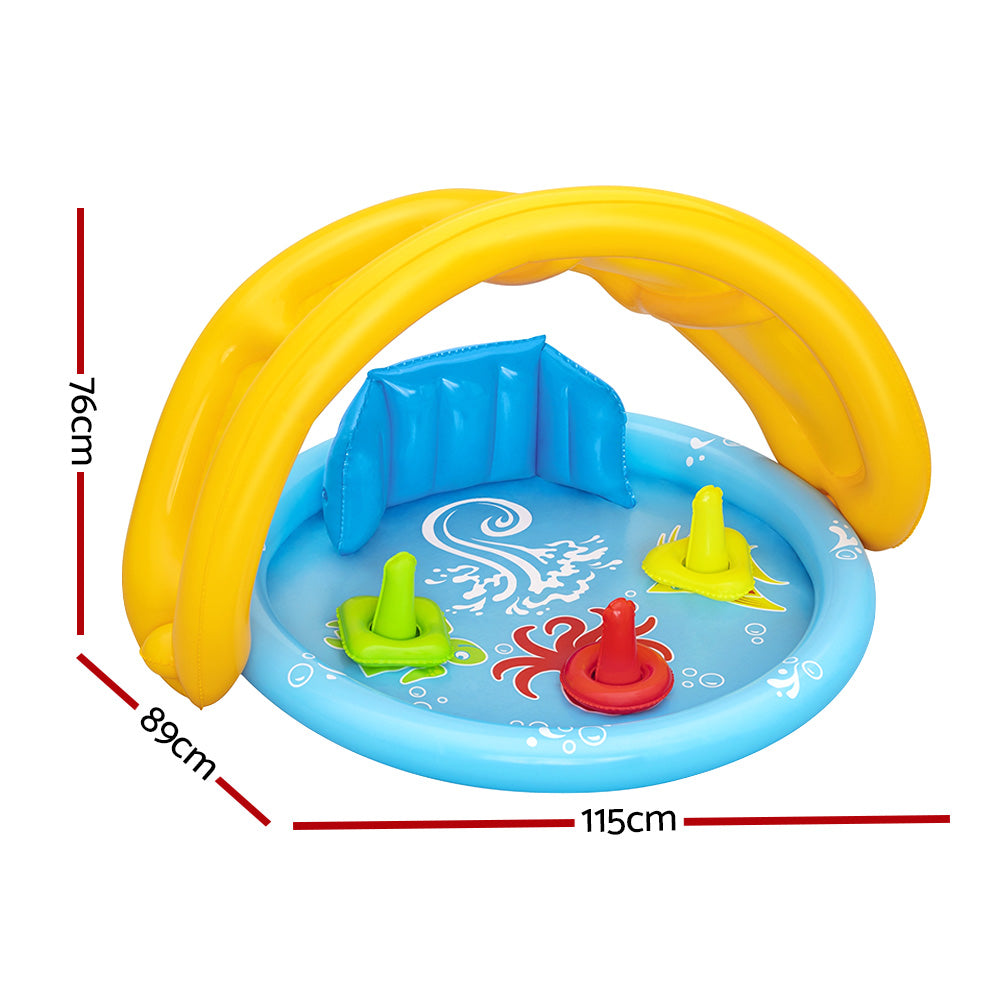 Bestway Kids Inflatable Pool 115x89x76cm Play Swimming Pool with Canopy
