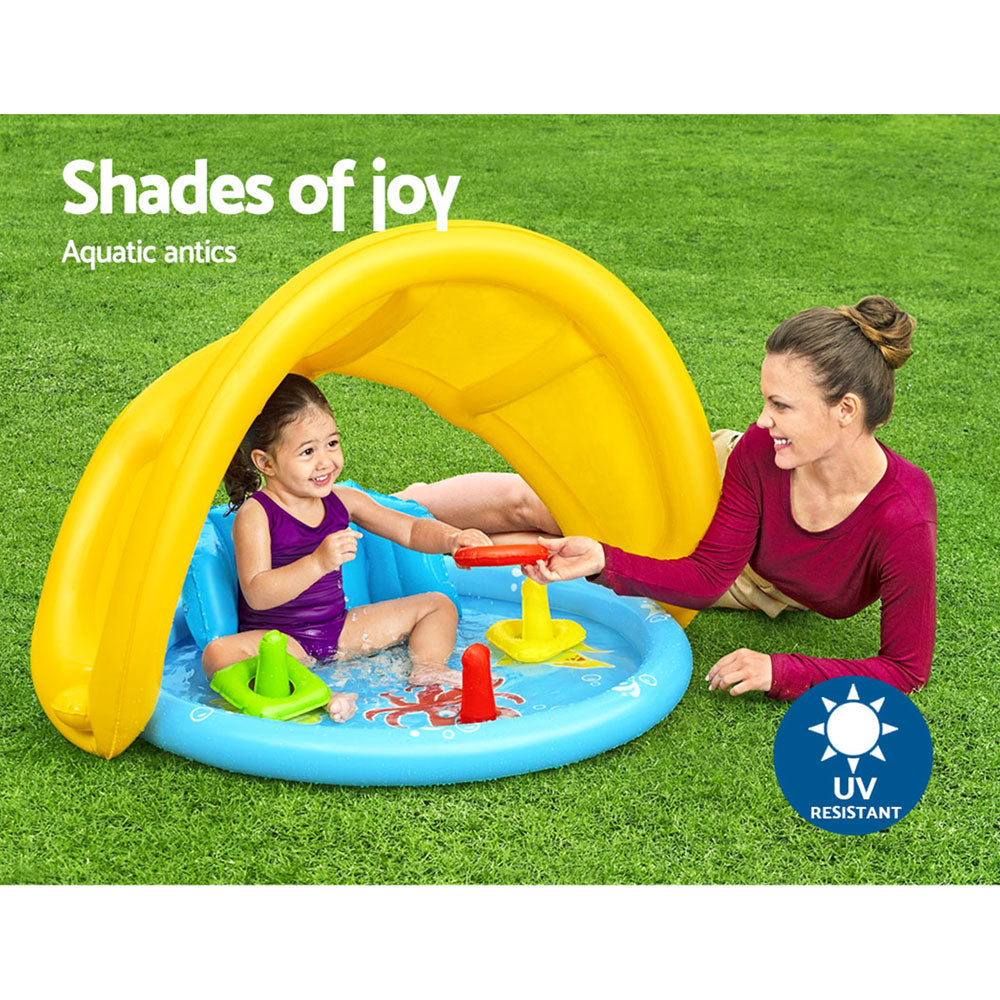 Bestway Kids Inflatable Pool 115x89x76cm Play Swimming Pool with Canopy