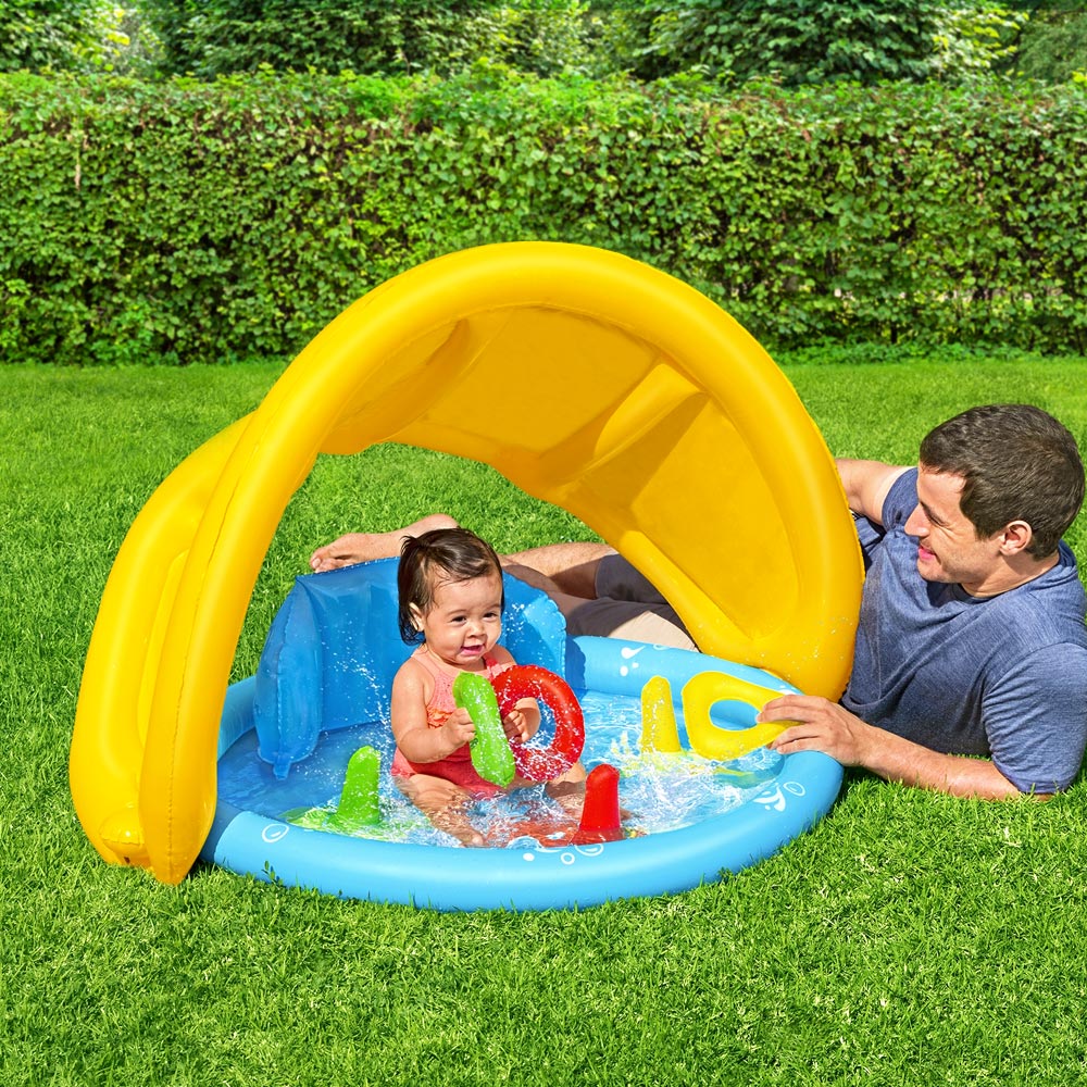 Bestway Kids Inflatable Pool 115x89x76cm Play Swimming Pool with Canopy