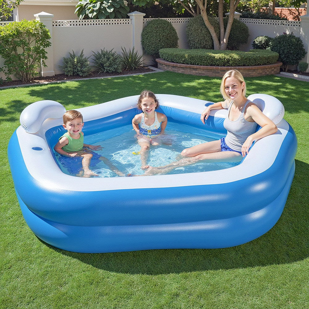 Bestway Kids Inflatable Pool 213x206cm Above Ground with Seats & Cup Holders