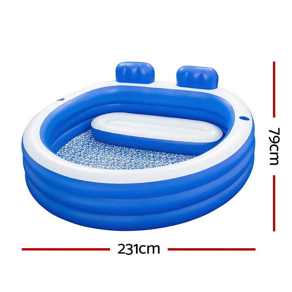 Bestway Kids Inflatable Pool Above-Ground 231x219cm Bench Seat Cup Holders