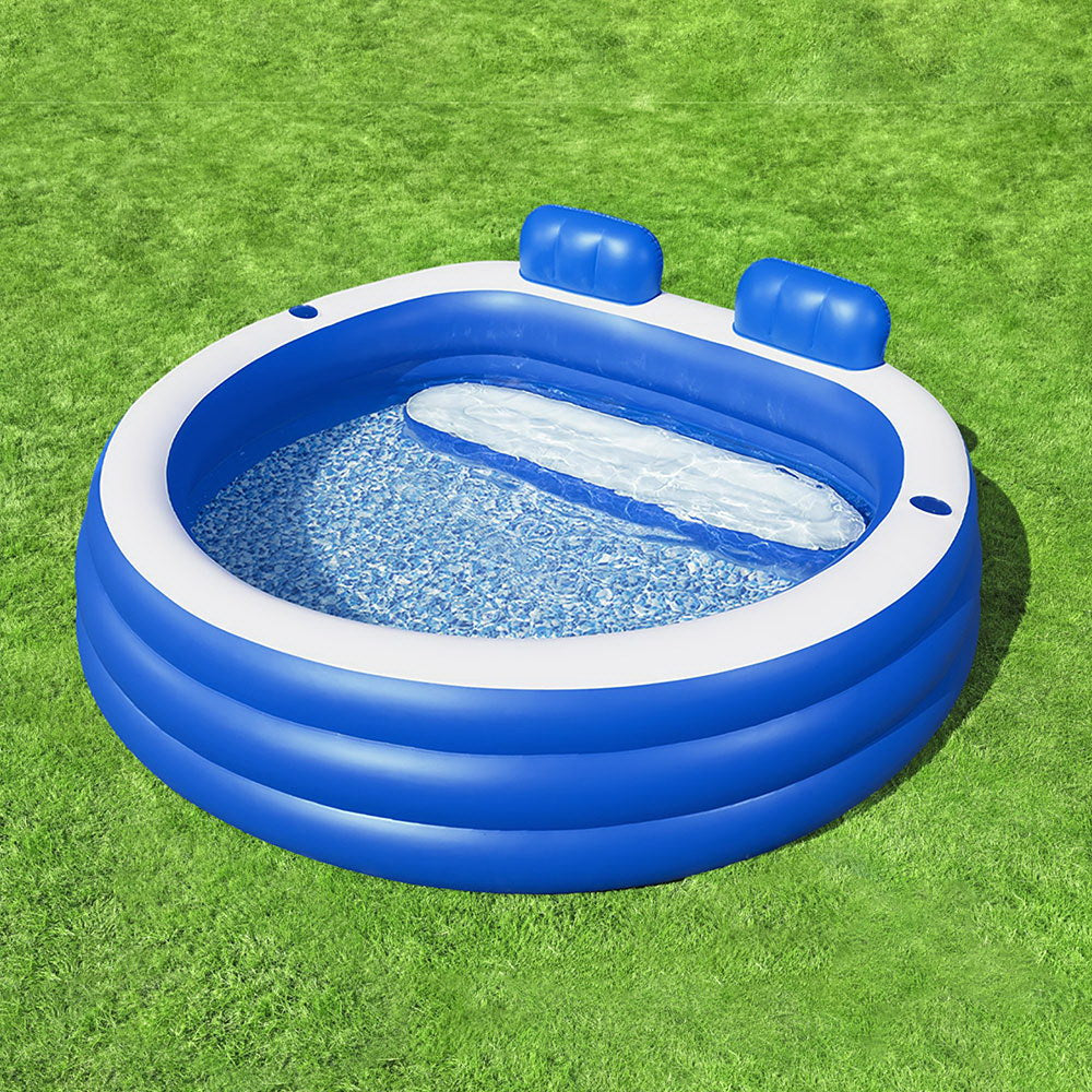 Bestway Kids Inflatable Pool Above-Ground 231x219cm Bench Seat Cup Holders