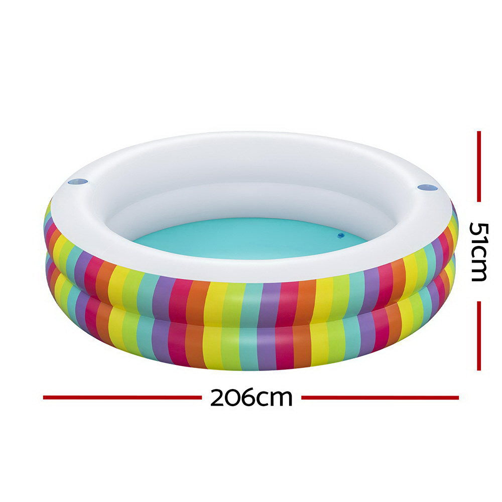 Bestway Kids Inflatable Pool Round Above-Ground Rainbow 206cm