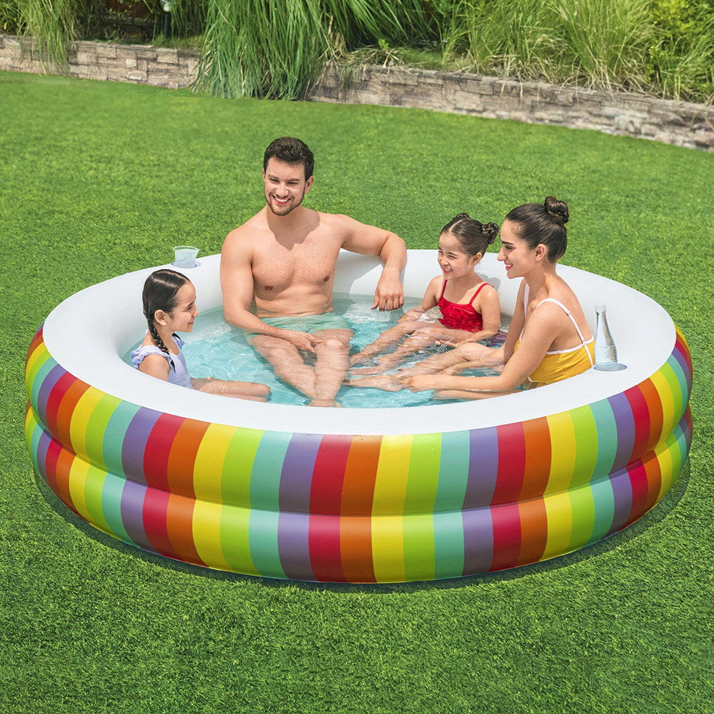 Bestway Kids Inflatable Pool Round Above-Ground Rainbow 206cm