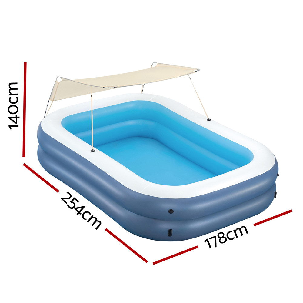 Bestway Kids Inflatable Splash Pool with Sunshade 254x178cm