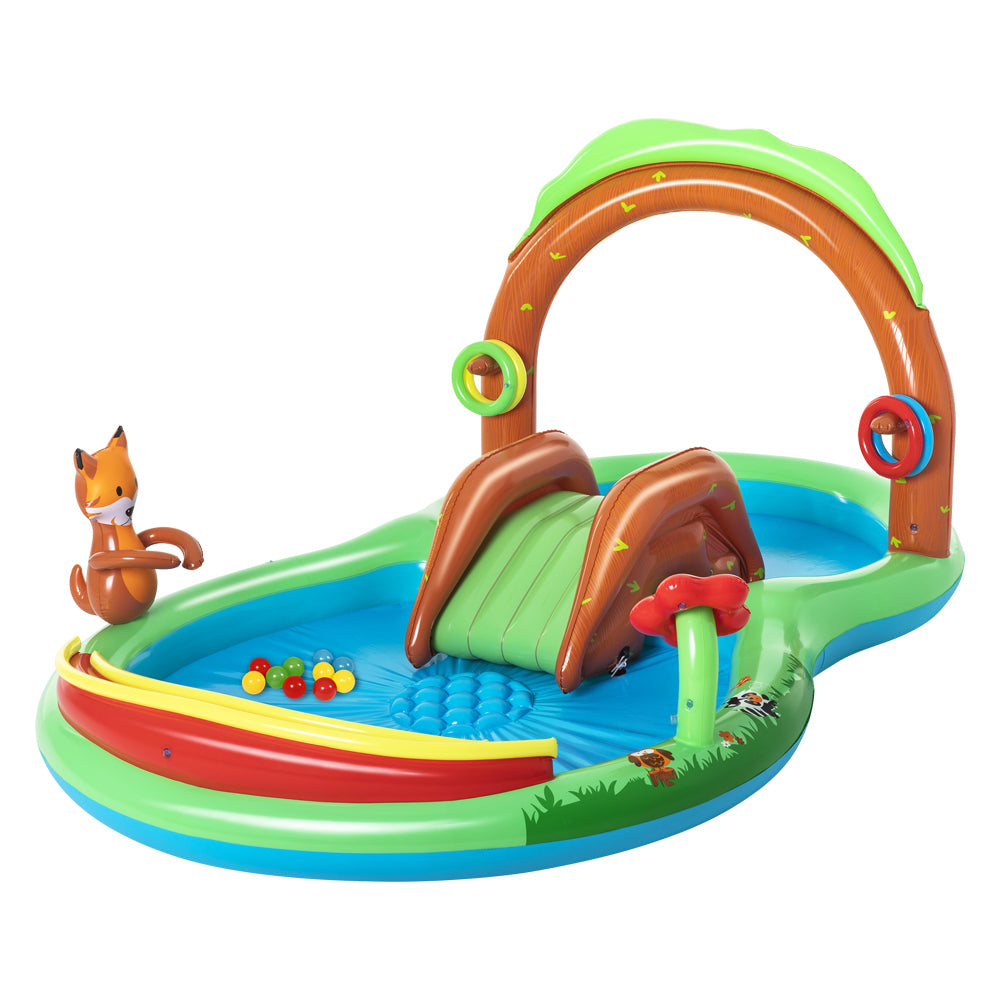Friendly Woods Kids Inflatable Pool 295x199x130cm with Slide and Sprinkler
