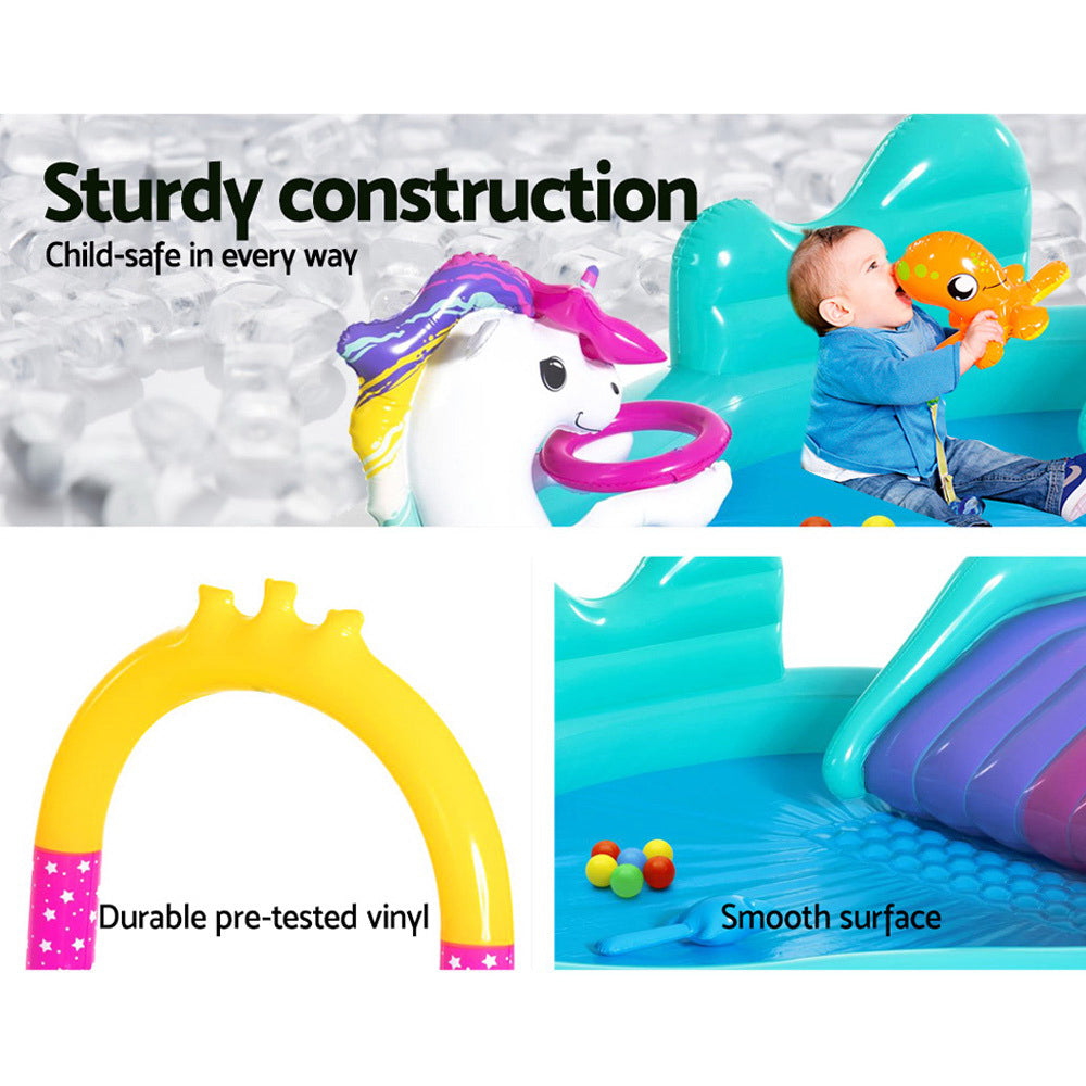 Unicorn Slide Inflatable Kids Pool 220L Water Play Set