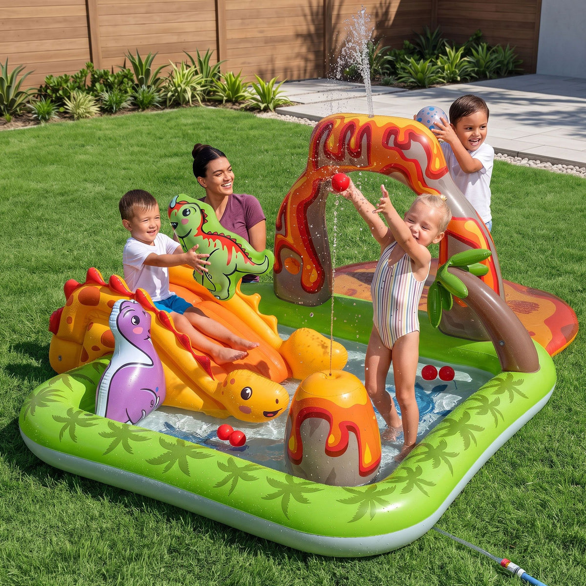 Bestway Dinosaur Kids Pool with Slide and Volcano 262cm x 188cm