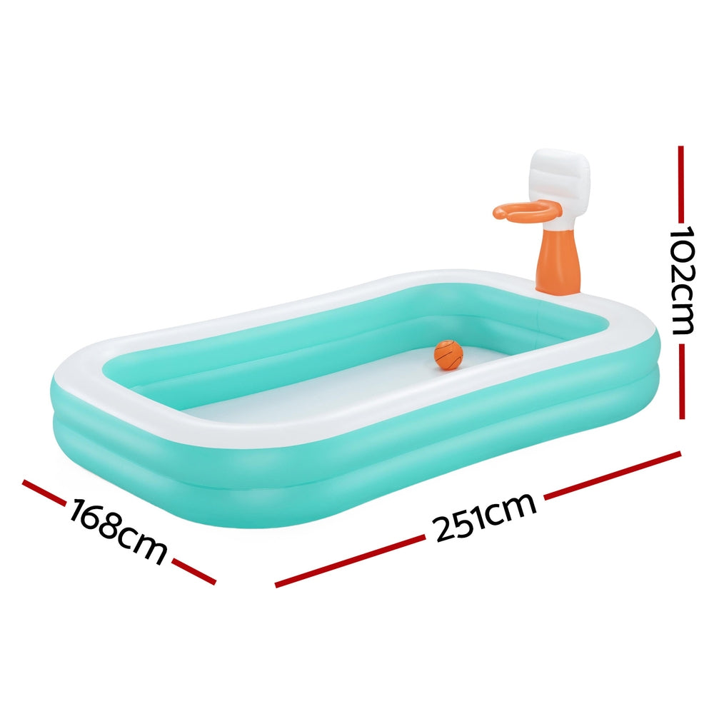 Bestway Kids Inflatable Play Pool 251x168cm Basketball Hoop