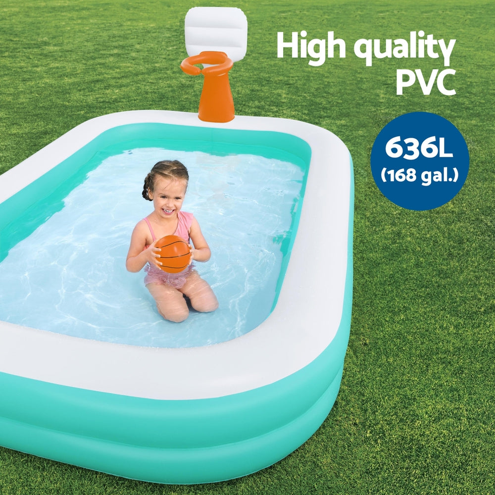 Bestway Kids Inflatable Play Pool 251x168cm Basketball Hoop