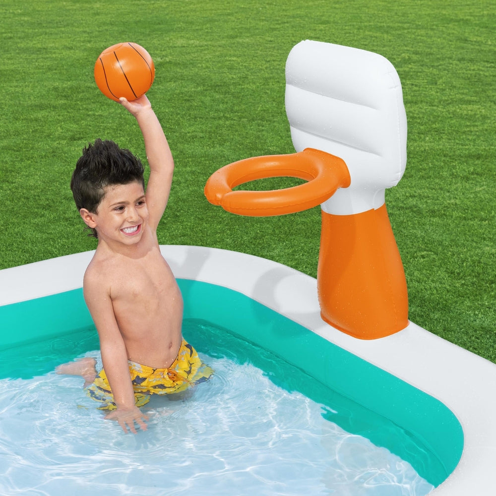 Bestway Kids Inflatable Play Pool 251x168cm Basketball Hoop