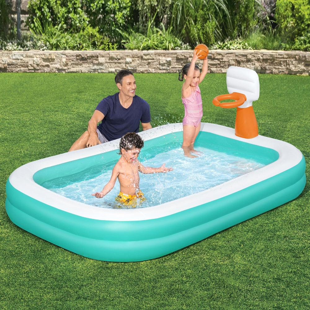Bestway Kids Inflatable Play Pool 251x168cm Basketball Hoop