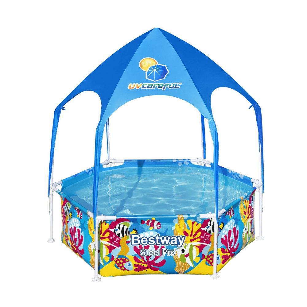 Steel Pro Kids Pool 183x51cm Play Pool Canopy Mist Head