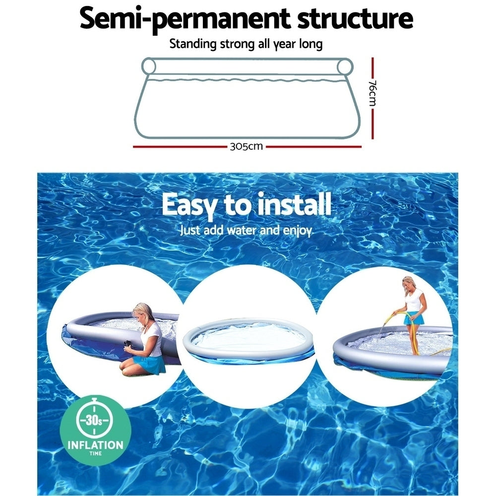 Bestway 305x76cm Round Inflatable Pool 3800L Blue