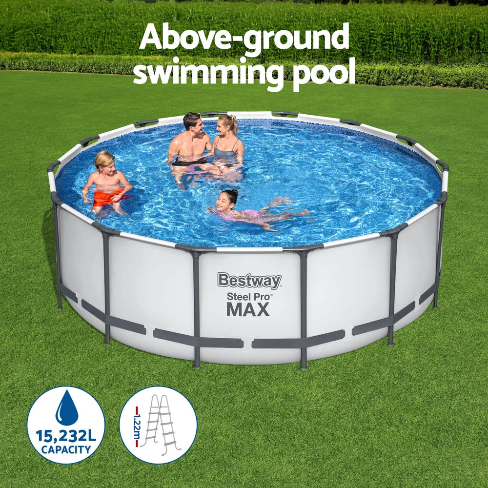Steel Pro MAX 427cm Round Above Ground Pool with Filter Pump & Ladder