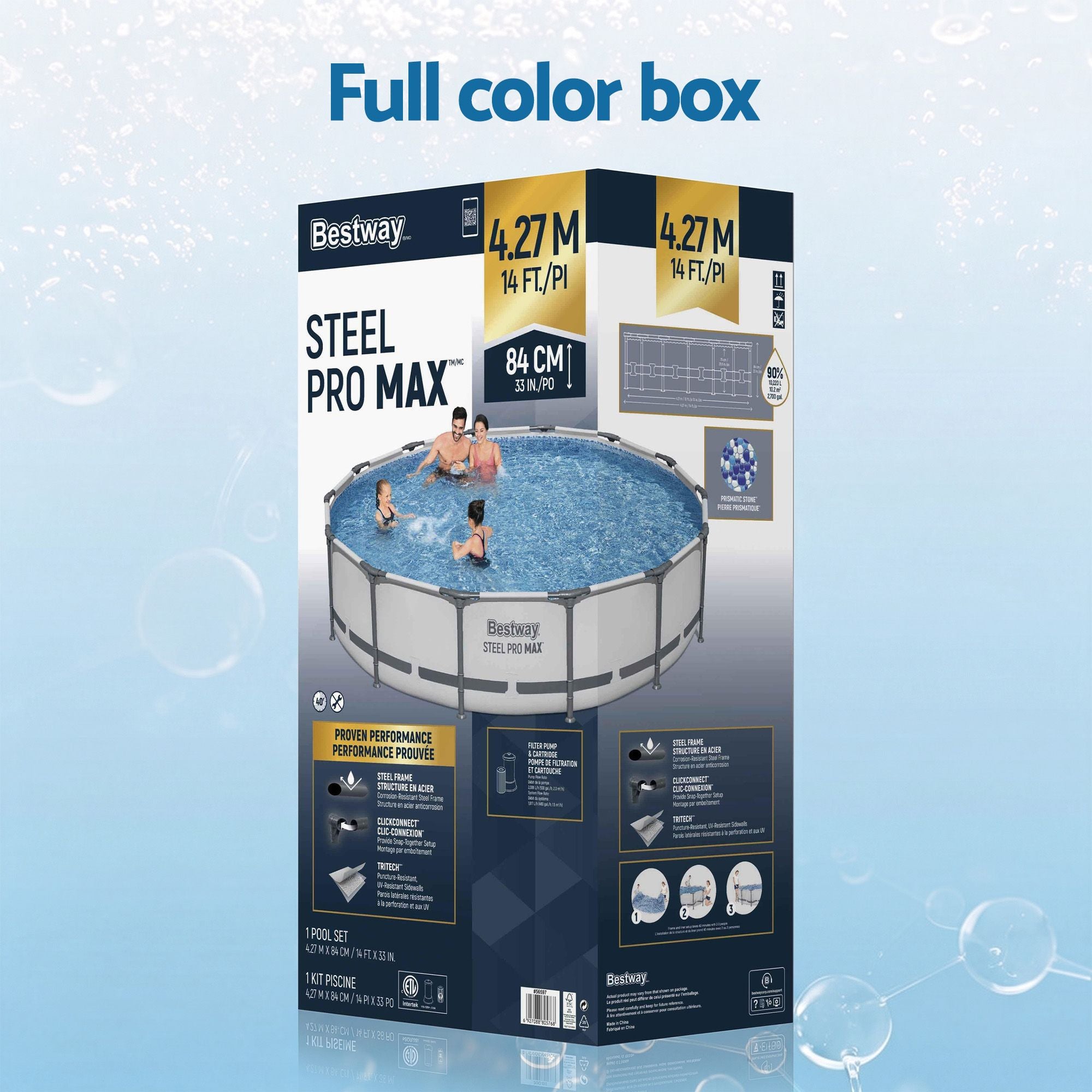 Bestway 427CM Swimming Pools Steel Above Ground Round Backyard Pool Set White