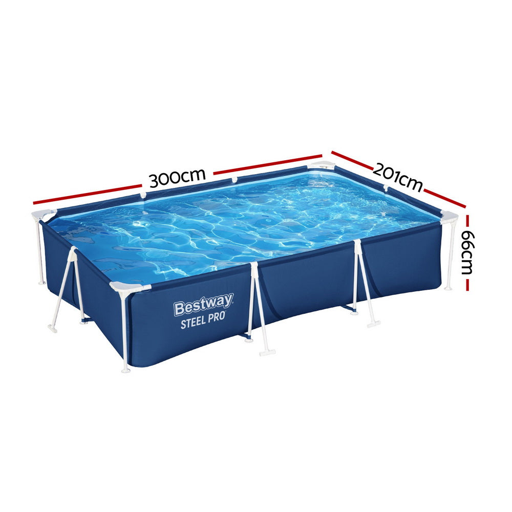 Bestway 300x201x66cm Steel Frame Above Ground Pool 3300L Blue