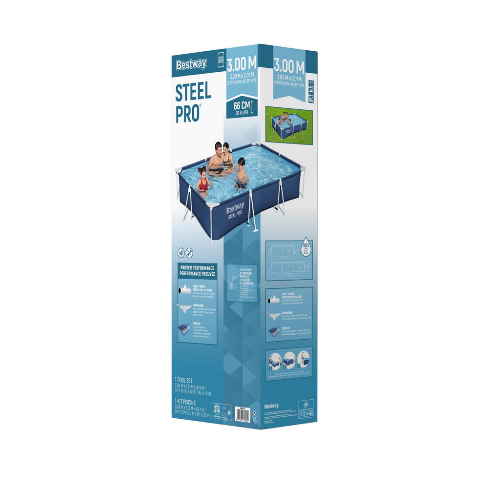 Bestway 300x201x66cm Steel Frame Above Ground Pool 3300L Blue