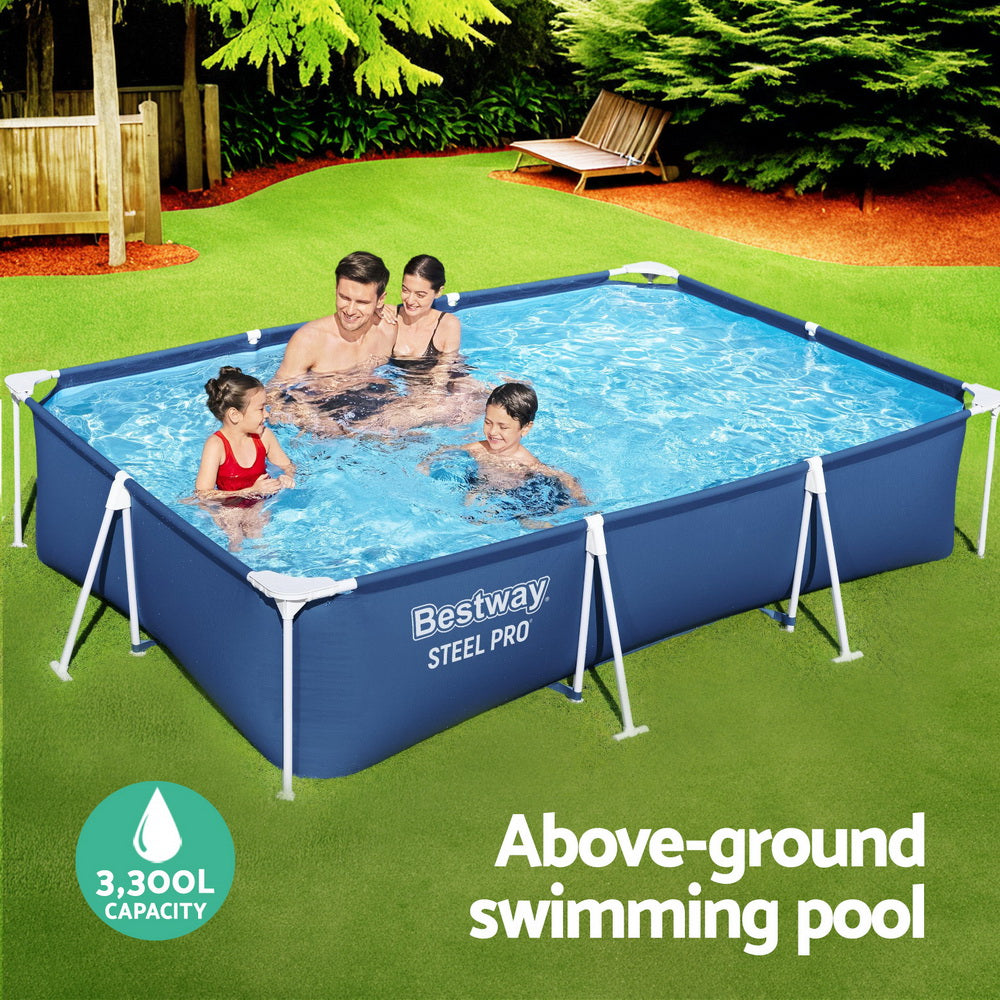Bestway 300x201x66cm Steel Frame Above Ground Pool 3300L Blue