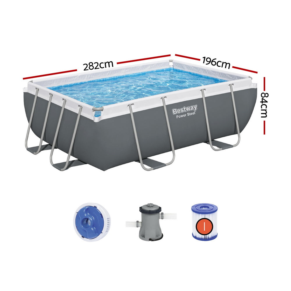 Power Steel 282x196x84cm Above Ground Pool Filter Pump Grey