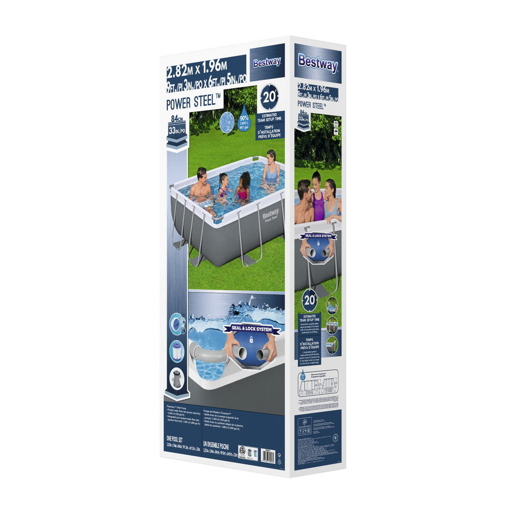Power Steel 282x196x84cm Above Ground Pool Filter Pump Grey