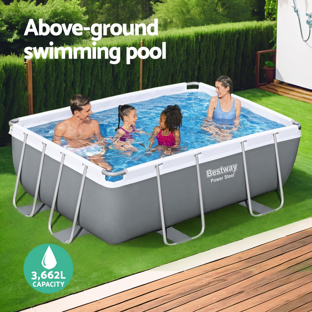 Power Steel 282x196x84cm Above Ground Pool Filter Pump Grey