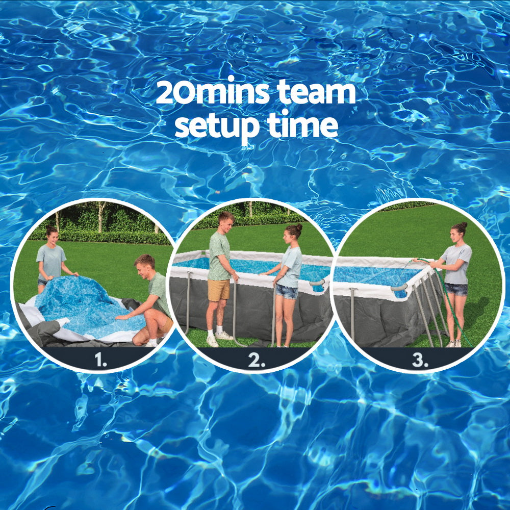 Power Steel 282x196x84cm Above Ground Pool Filter Pump Grey