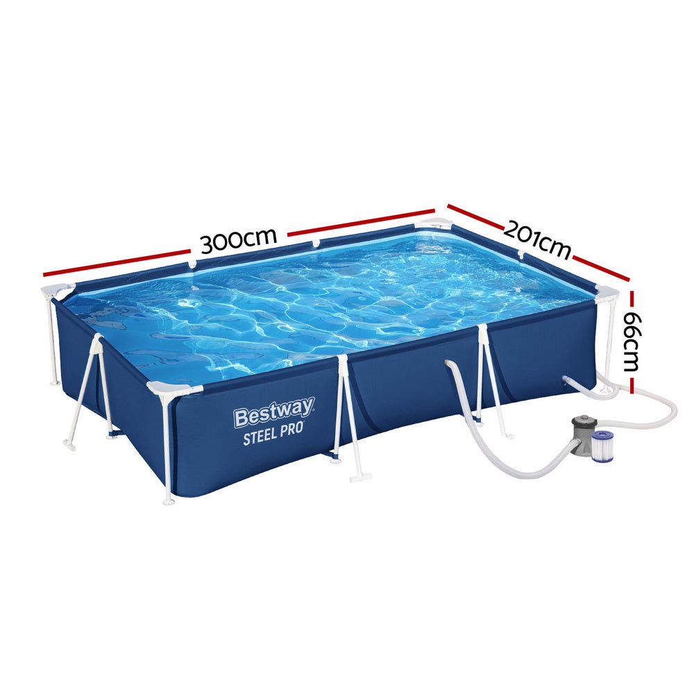 Steel Pro 300x201x66cm Above Ground Pool with Filter Pump Blue